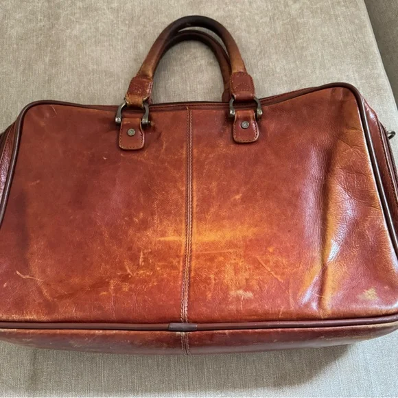 Custom made brown leather laptop bag